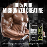 NutraBio Creatina Monohidrato, apto para atletas hombres y mujeres.