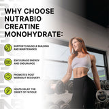 NutraBio Creatina Monohidrato, mezcla rápida en shaker para entrenos.
