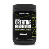 NutraBio Creatina Monohidrato, bote, energía sostenida para entrenamientos.