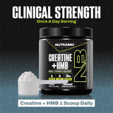NutraBio Creatine HMB dosis diarias para entrenos sostenidos.