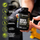 NutraBio Growth Peptides gym-scene suggesting post-workout recovery support.