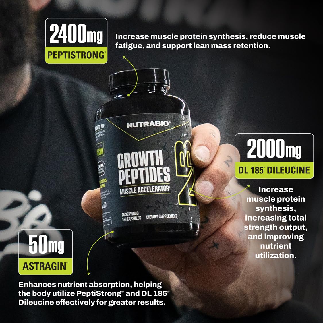NutraBio Growth Peptides serving-spoon image showing convenient dosing guidance.