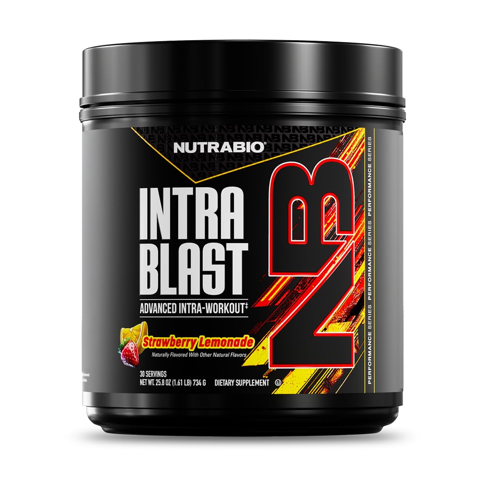 NutraBio Intra Blast: botella derramando para hidratación durante el entrenamiento