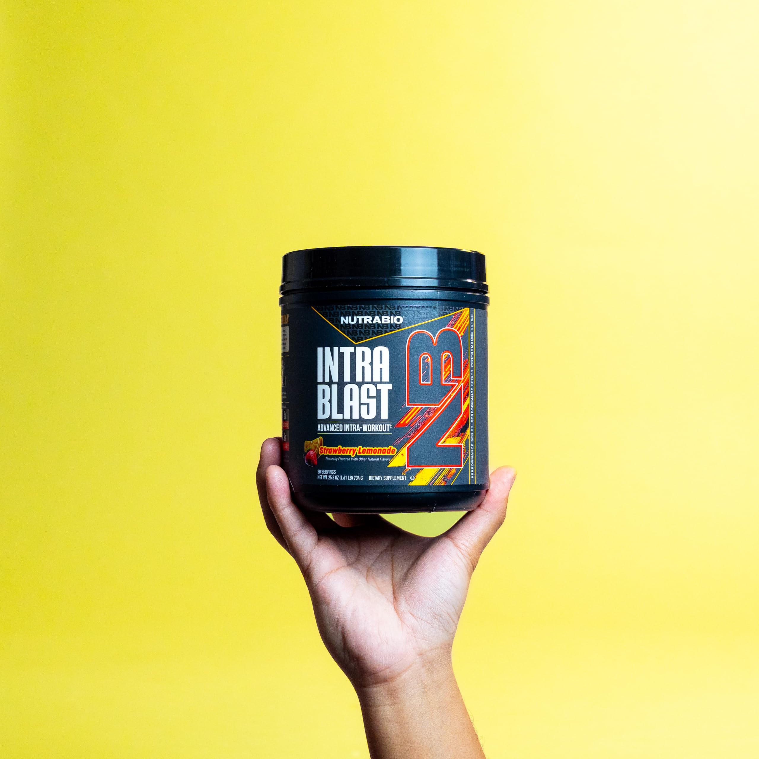 NutraBio Intra Blast: etiqueta del envase destacando pureza y calidad