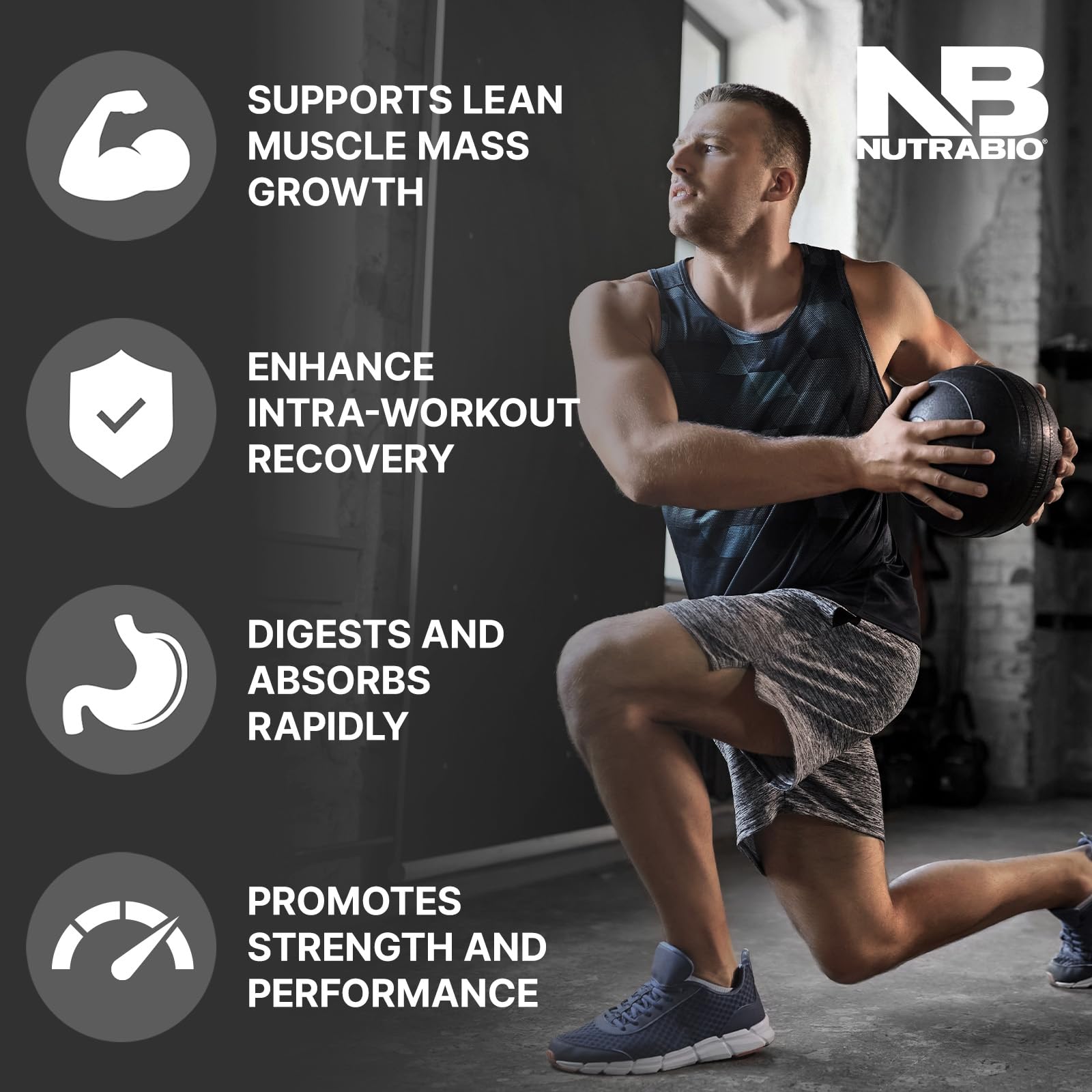 NutraBio Intra Blast: vaso con bebida sabor limonada fresa para rendimiento