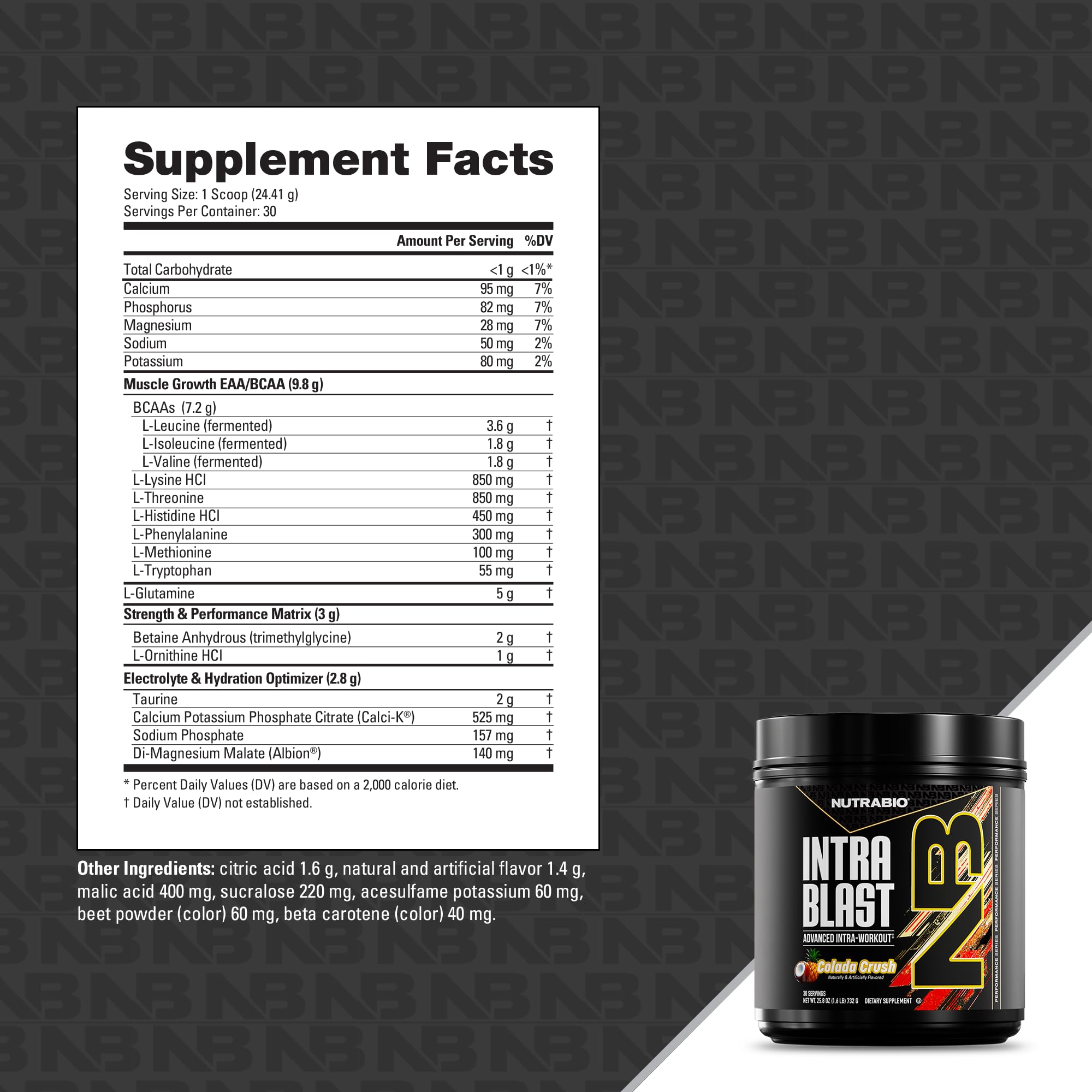 NutraBio Intra Blast porciones de 30 para uso diario
