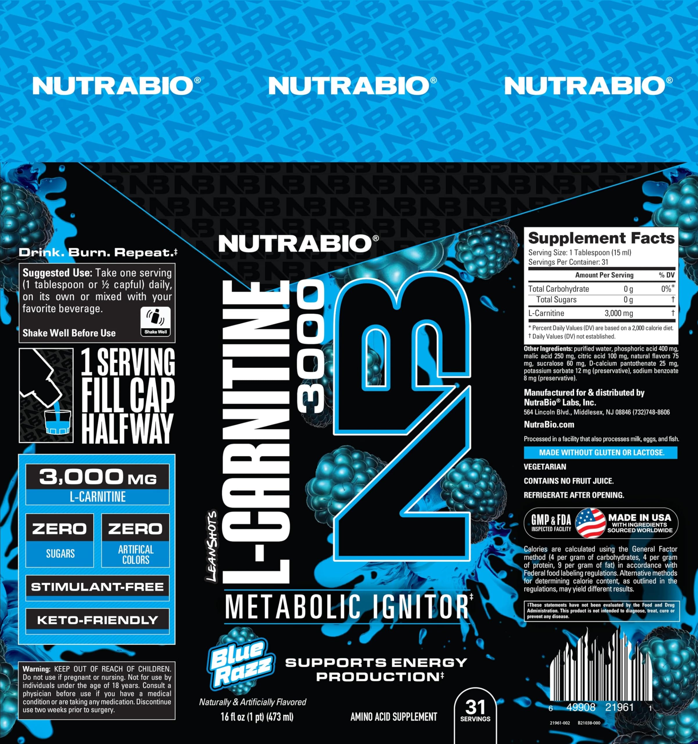 Uso diario de NutraBio L-Carnitina líquida 3000 para hábitos saludables.
