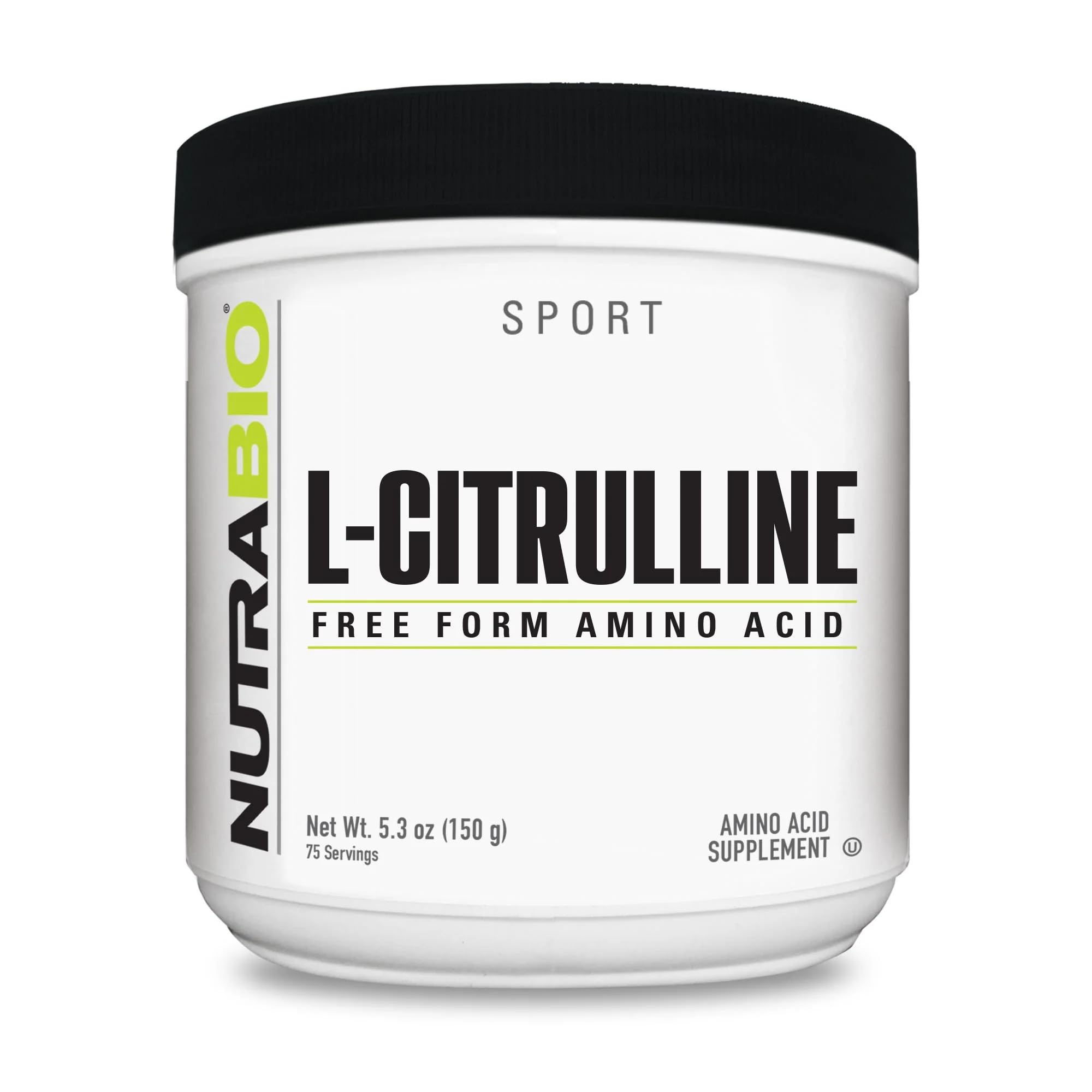 NutraBio L-Citrulline, bote, mejora la circulación durante el entrenamiento