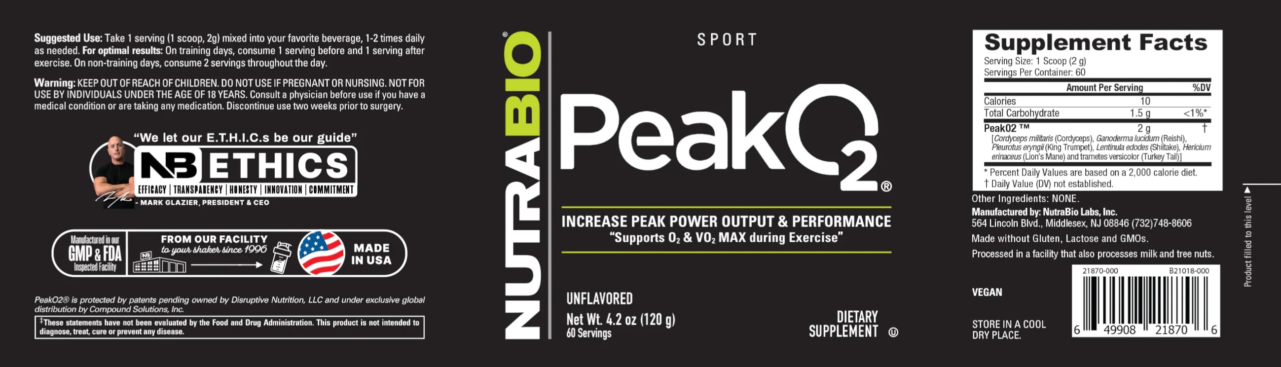 Cuchara medidora de NutraBio Peak O2 para dosis fáciles