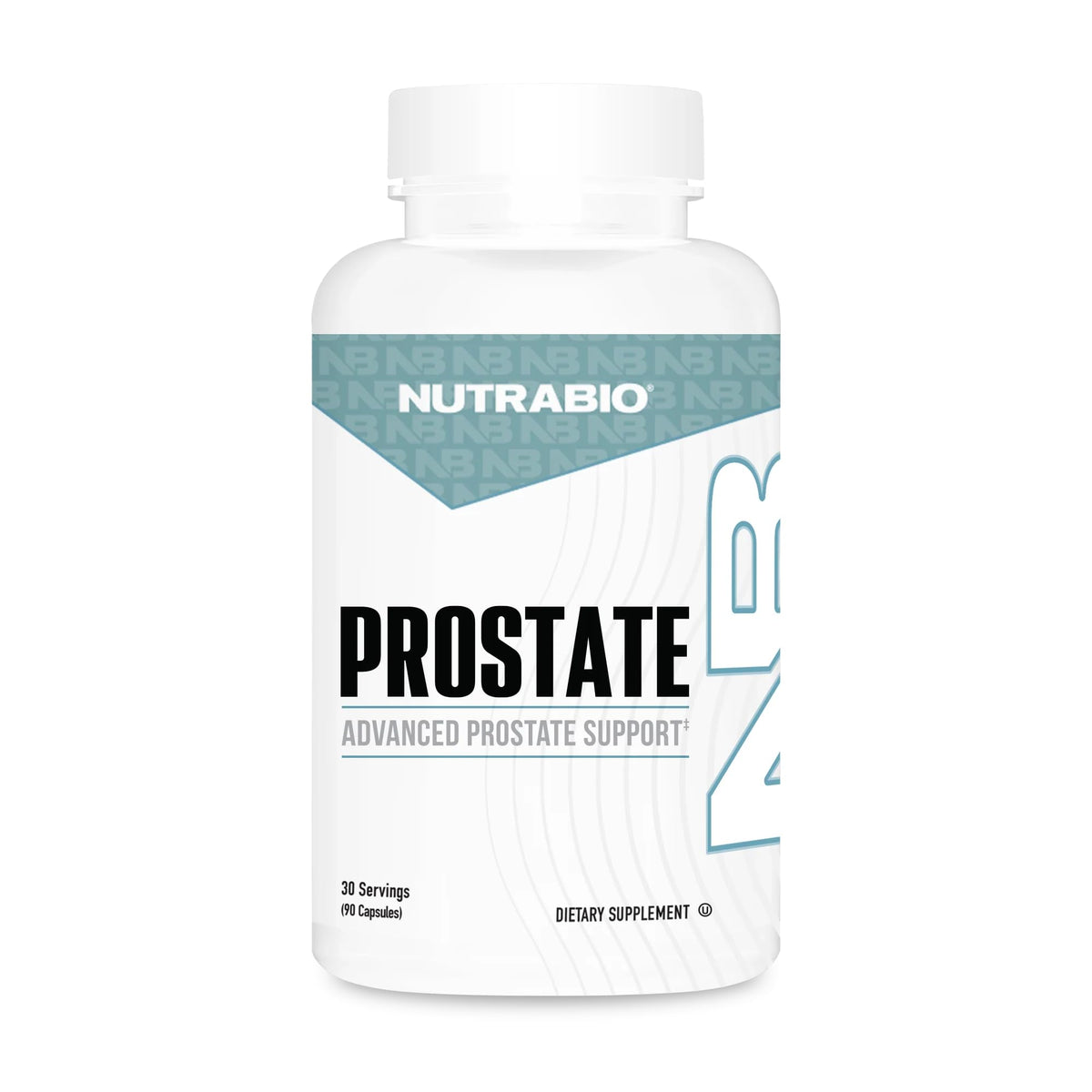 NutraBio Prostate: botella frontal para ver el envase y la presentación clínica.