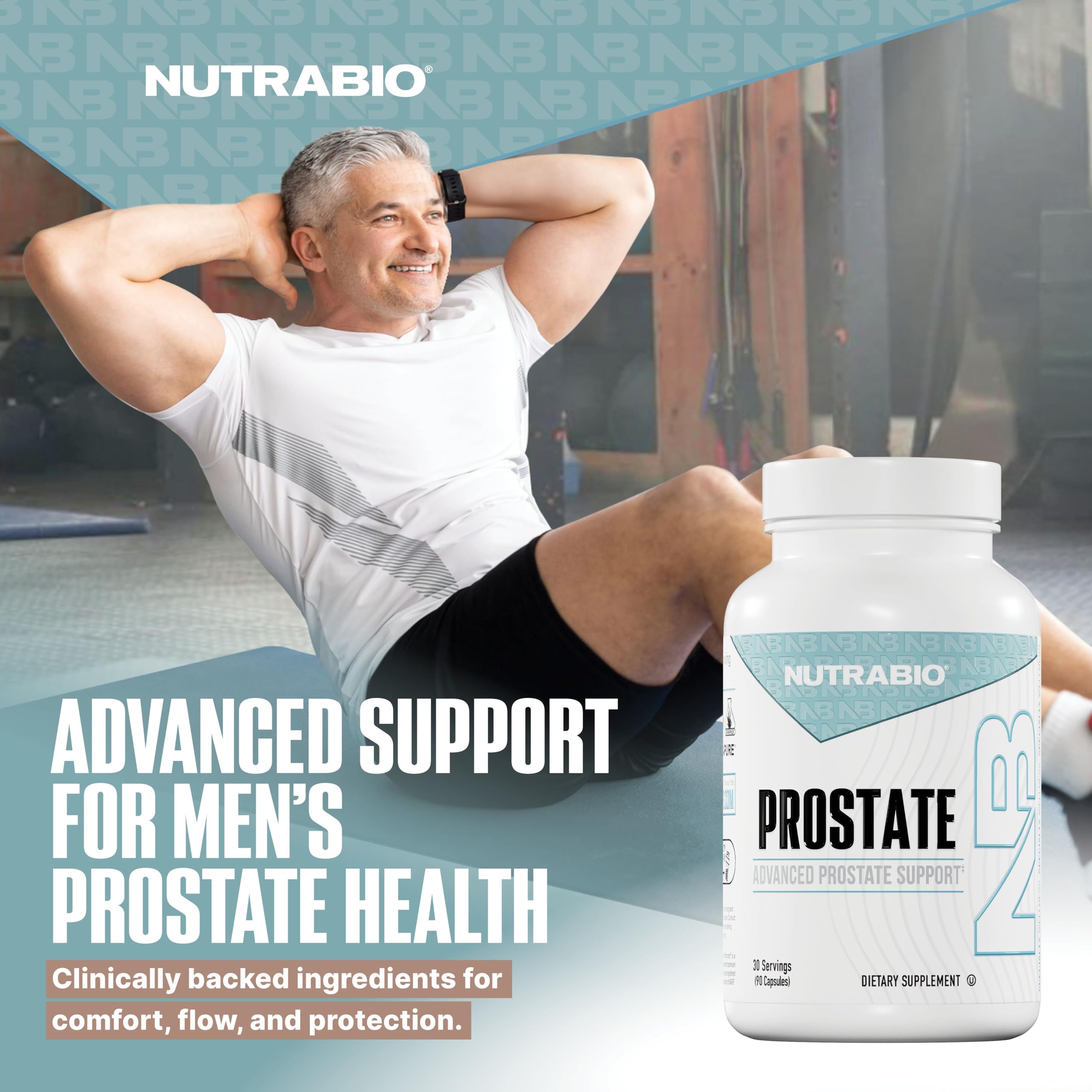 NutraBio Prostate cápsulas para una ingesta diaria conveniente.