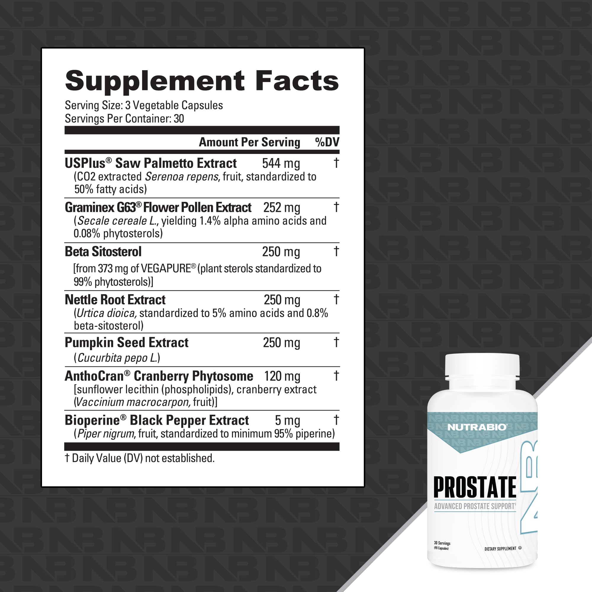 NutraBio Prostate mejora flujo urinario para uso diario.