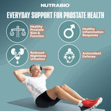 NutraBio Prostate ingrediente USPlus Saw Palmetto para bienestar masculino.