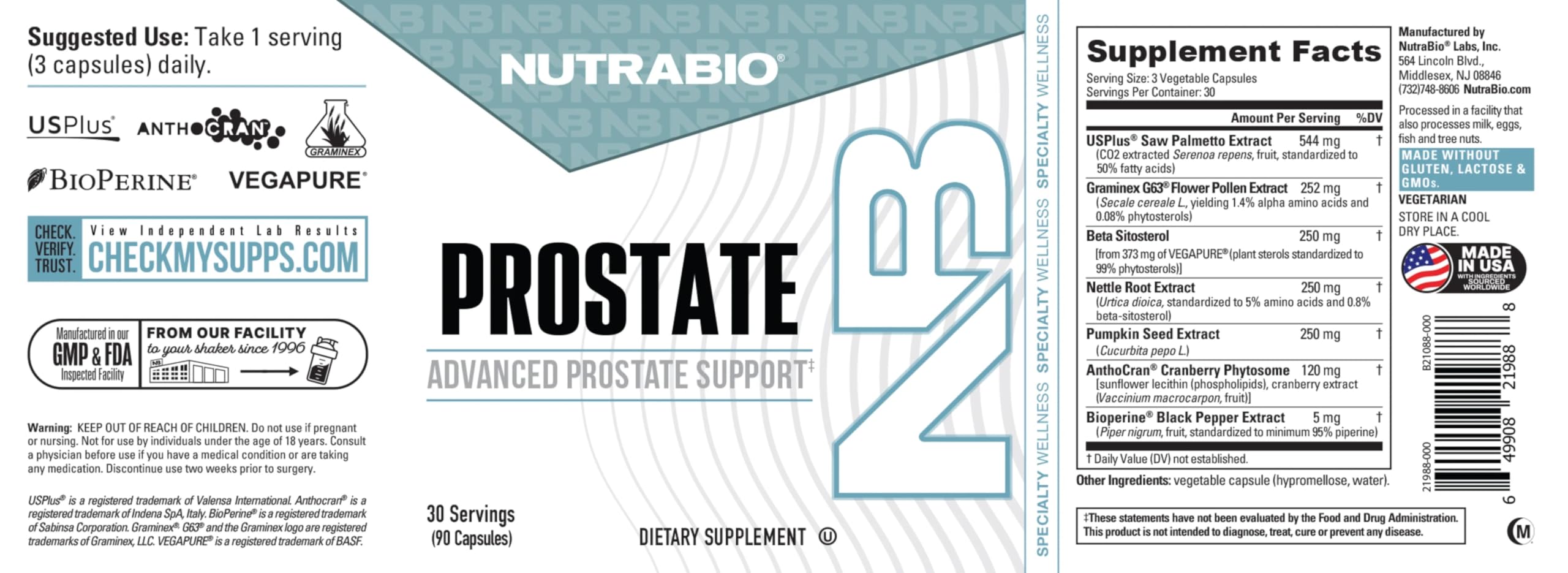 NutraBio Prostate ideal para uso diario con bienestar.