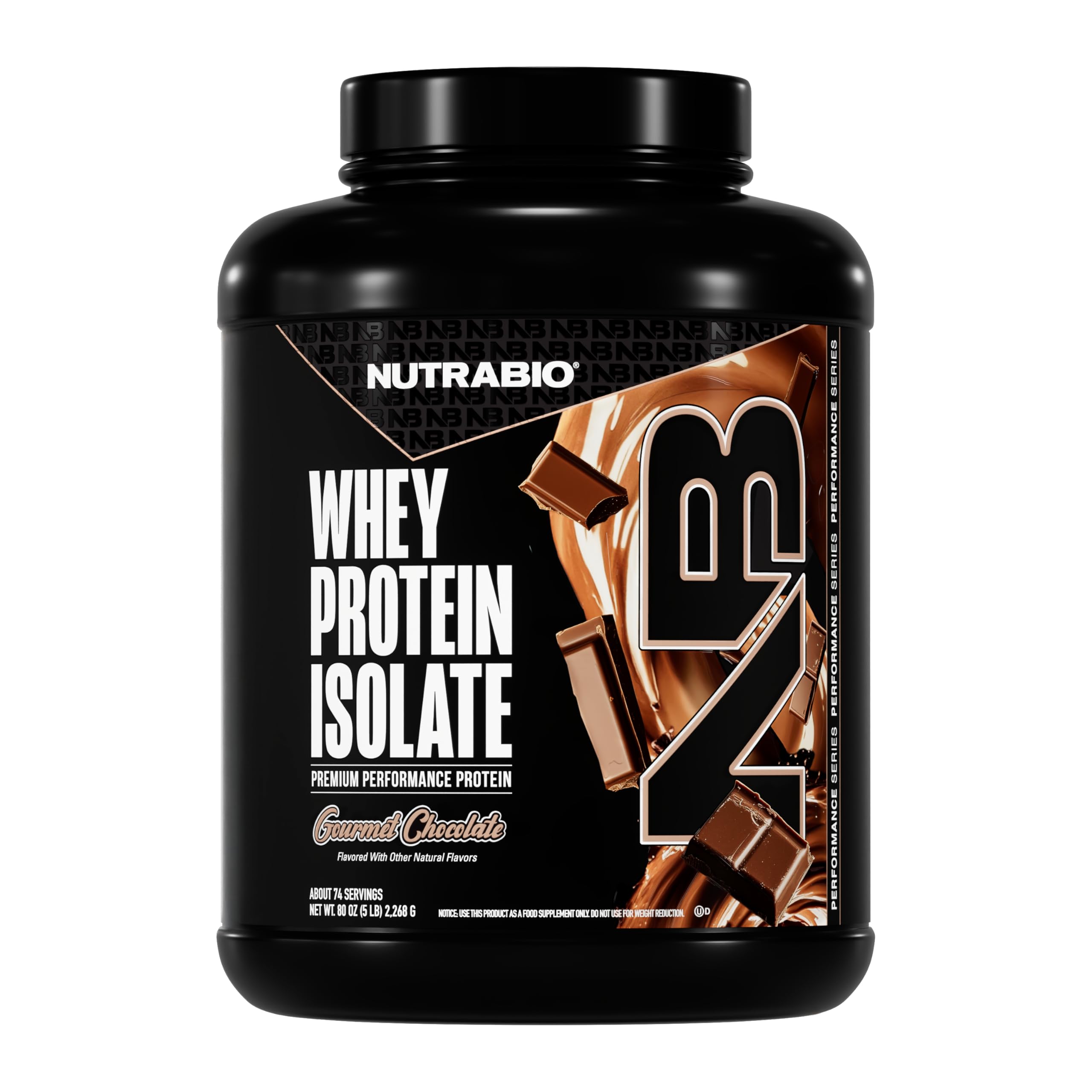 NutraBio proteina suero aislada en bote, ideal para dietas bajas en carbohidratos.
