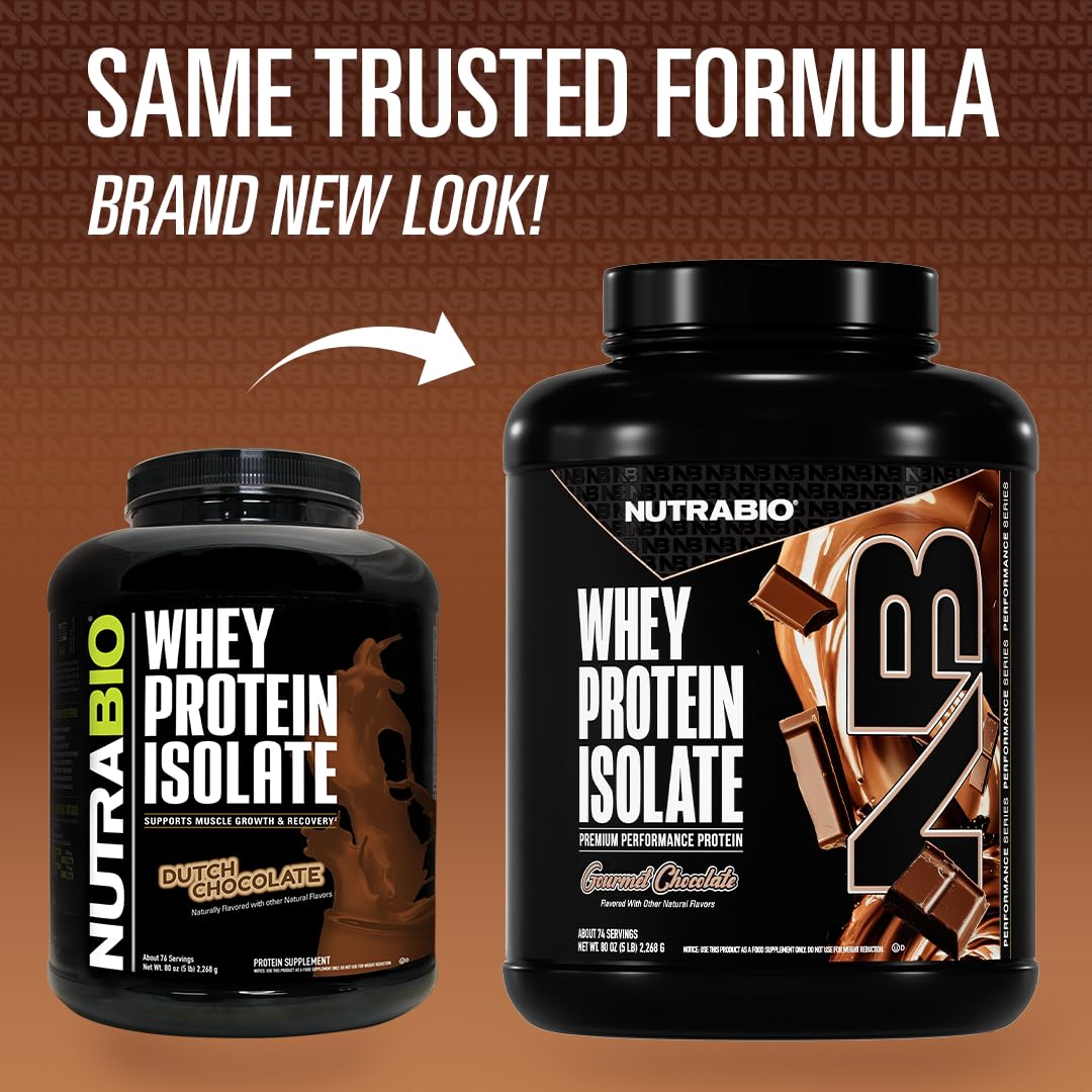 NutraBio proteina aislada con cuchara medidora para batidos rápidos.