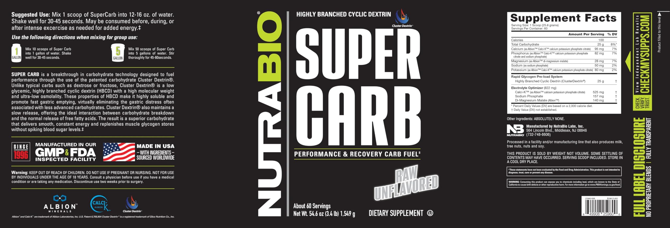 NutraBio Super Carb: apoyo a la recuperación muscular tras el esfuerzo