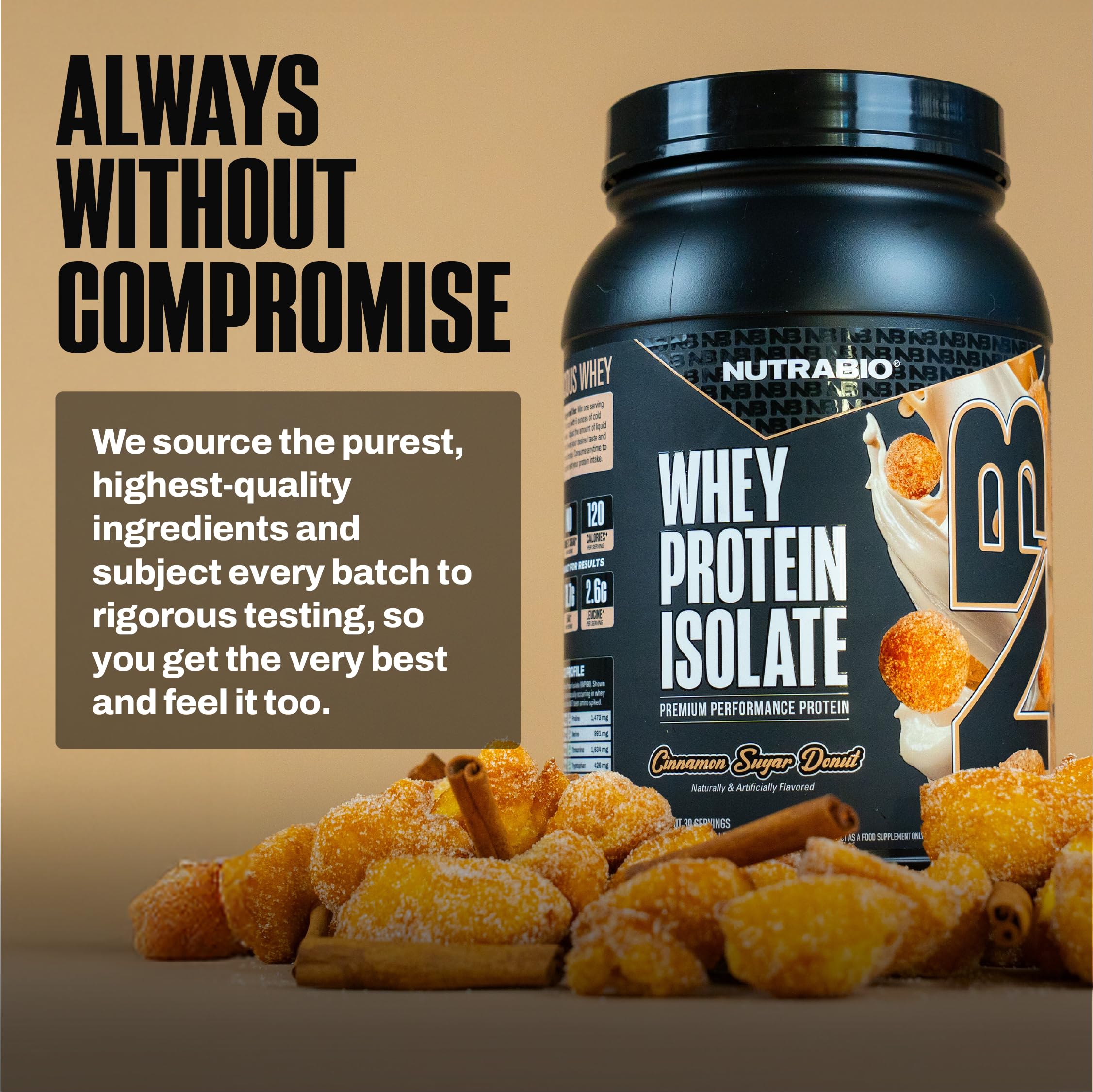 Envase de NutraBio Whey Isolate sin soja y sin gluten