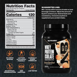 Taza de batido NutraBio Whey Isolate con sabor rosquilla canela y azucar