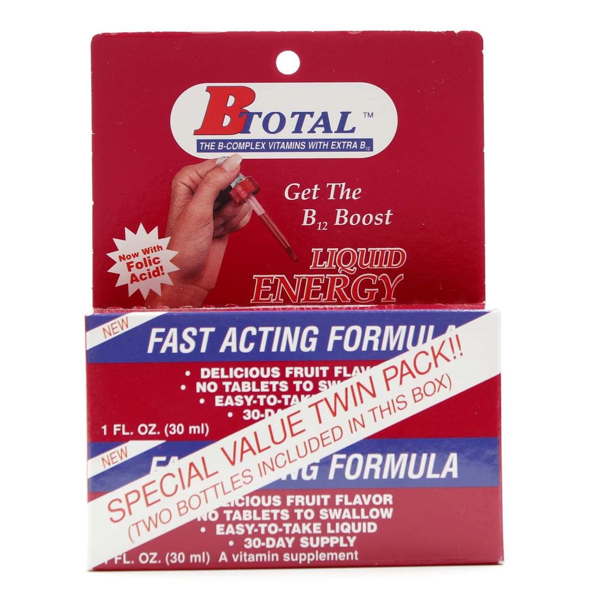 Nutraceutical Sublingual B Total Twnpck, frasco de líquido para energía diaria.