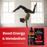 NutraChamps complejo B completo en gotas con ocho vitaminas B.