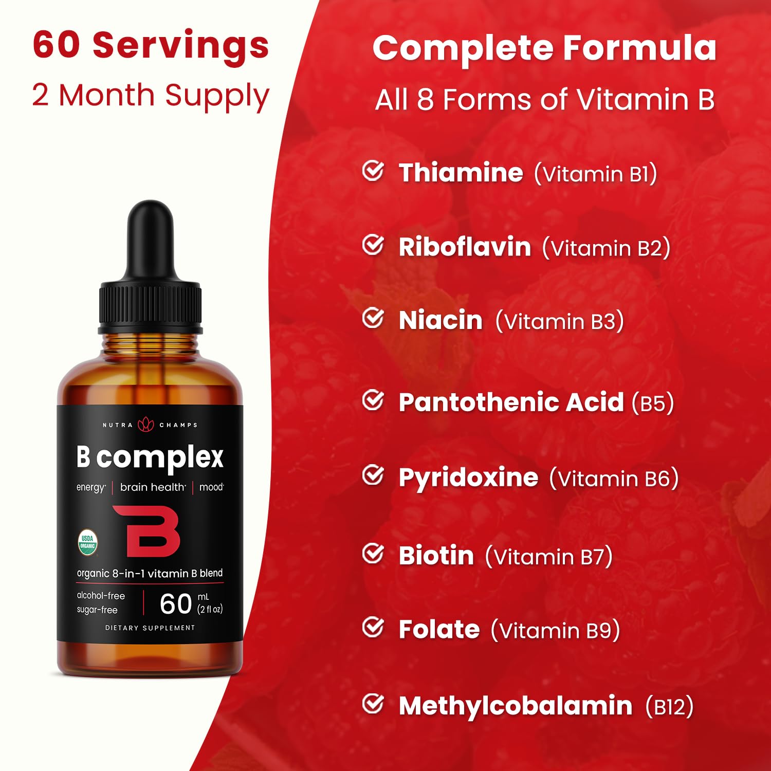 NutraChamps biotina y niacinamida en gotas para piel y cabello.