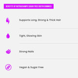 NutraChamps Biotina – textura suave de gominola para rutina diaria de belleza.