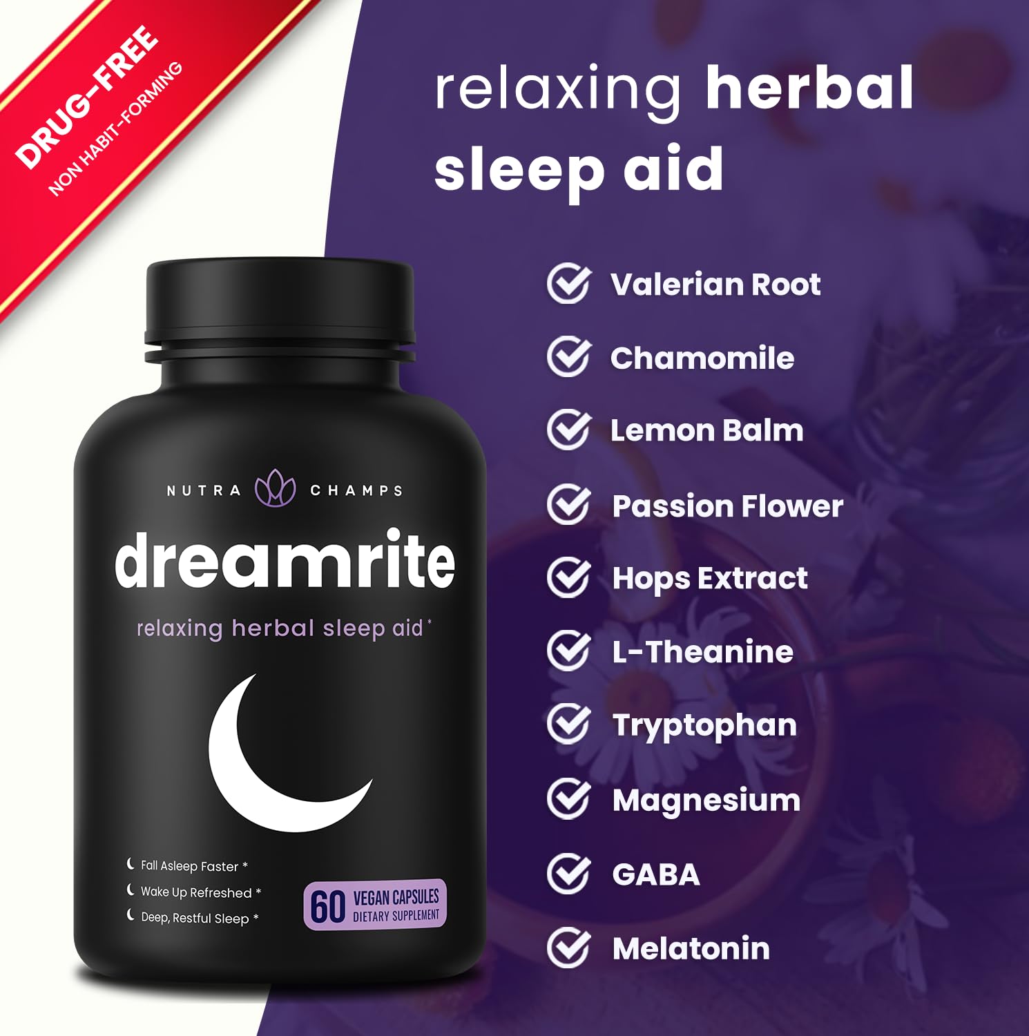 NutraChamps botella cápsulas dormir, forma práctica de tomar.