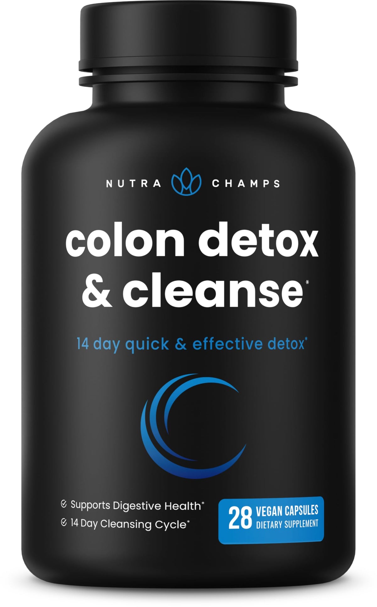 NutraChamps Colon Cleanse en botella para apoyar una limpieza intestinal suave.