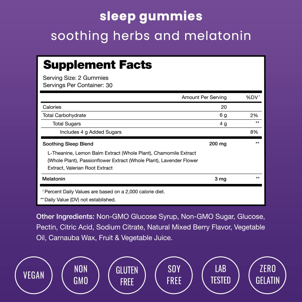 NutraChamps gomitas-dormir-valeriana: mezcla calmante para apoyar la relajación nocturna.