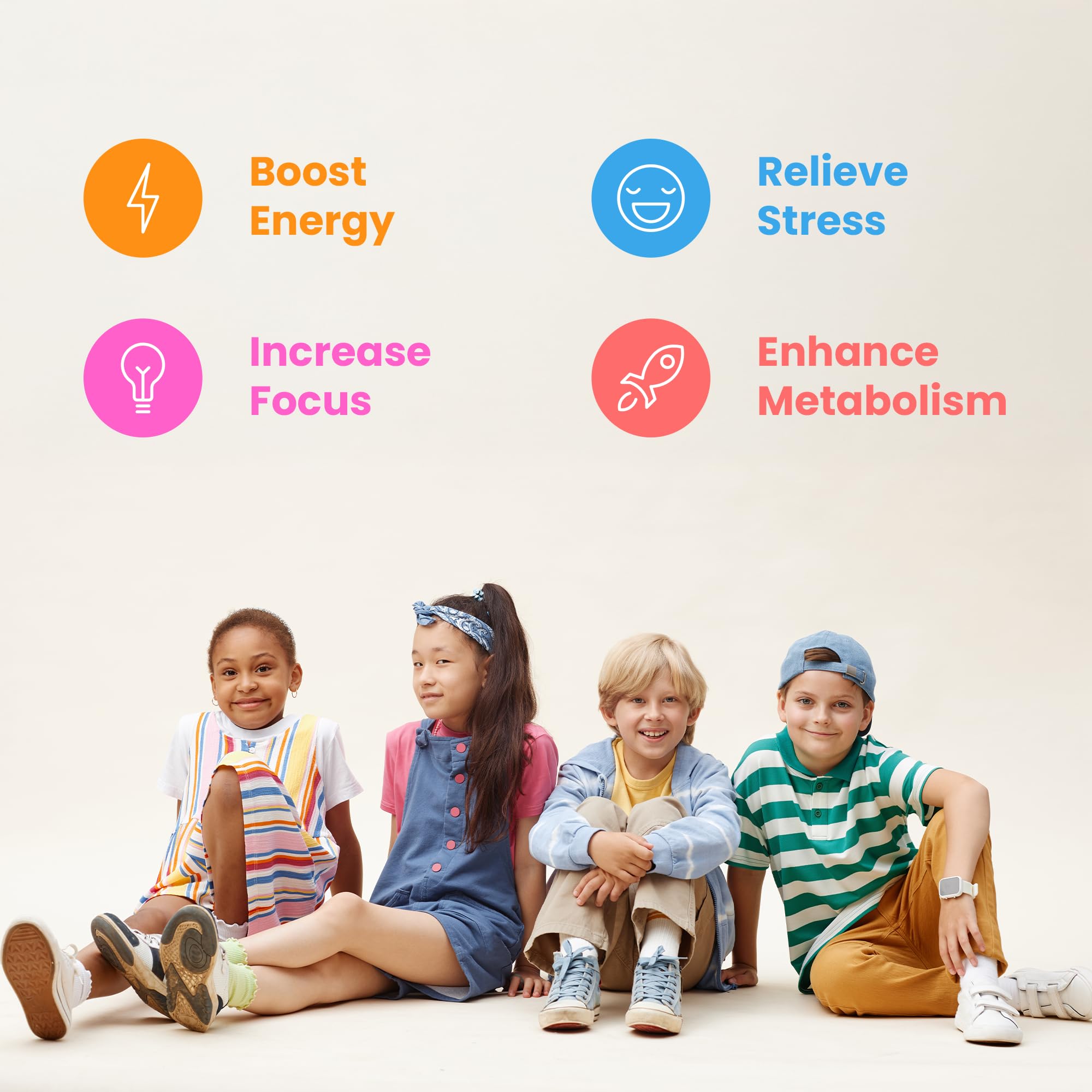 NutraChamps Kids B Complex: niño sonriente con energía.