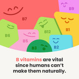 NutraChamps Kids B Complex: sabor frambuesa natural para niños.