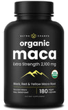 NutraChamps Maca Orgánica: cápsulas frente al envase para energía diaria posible