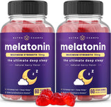 Envase de NutraChamps Melatonina Gummies para dormir mejor y más tranquilo.
