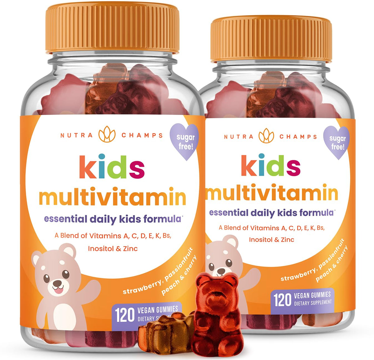 NutraChamps pack gomitas 120 para niños, consumo diario fácil y apoyo nutricional
