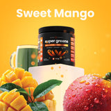 NutraChamps Super Greens, etiqueta: ingredientes orgánicos y antioxidantes visibles.