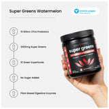 NutraChamps Super Greens, etiqueta nutricional visible para consulta rápida.