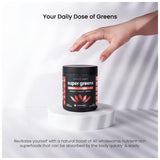 NutraChamps Super Greens, ingredientes orgánicos destacados en la etiqueta.