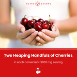 NutraChamps Tart Cherry Gummies, dosis diaria indicada, posible apoyo para equilibrio diario.