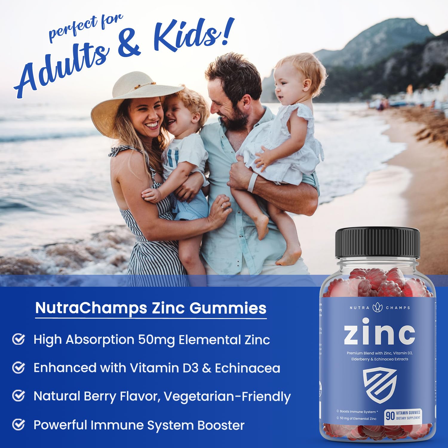 Gomitas NutraChamps con echinácea, opción natural para apoyo diario.