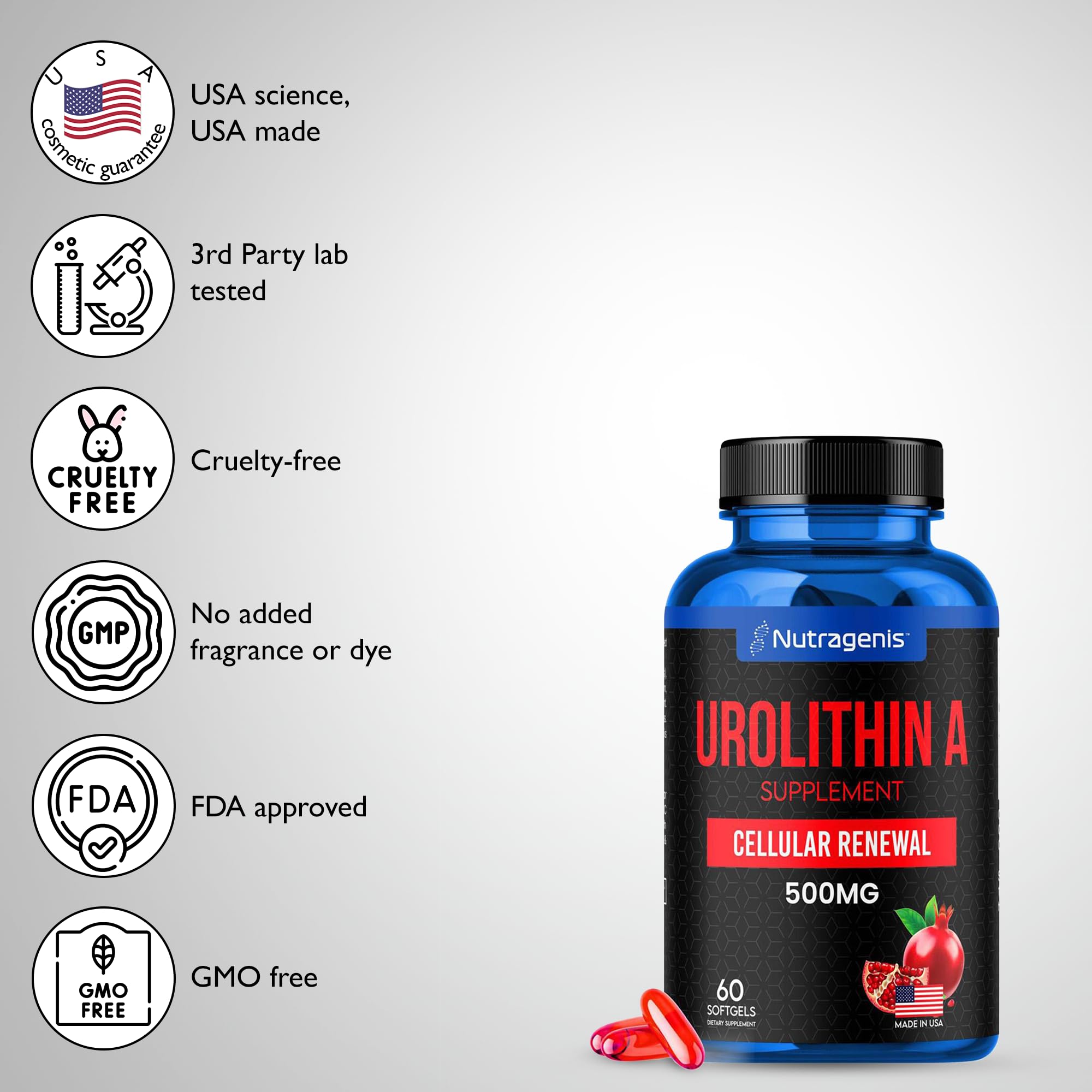Tomando una cápsula Nutragenis Urolitina A para uso diario.