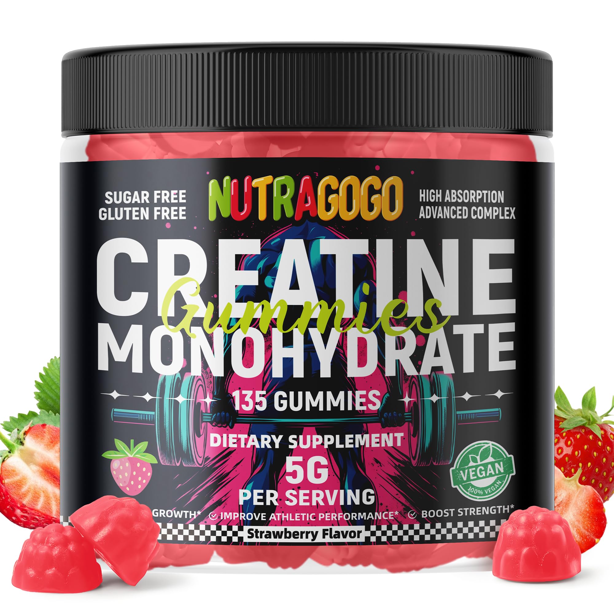NUTRAGOGO Creatina Gominolas con ingredientes veganos para estilo de vida consciente.
