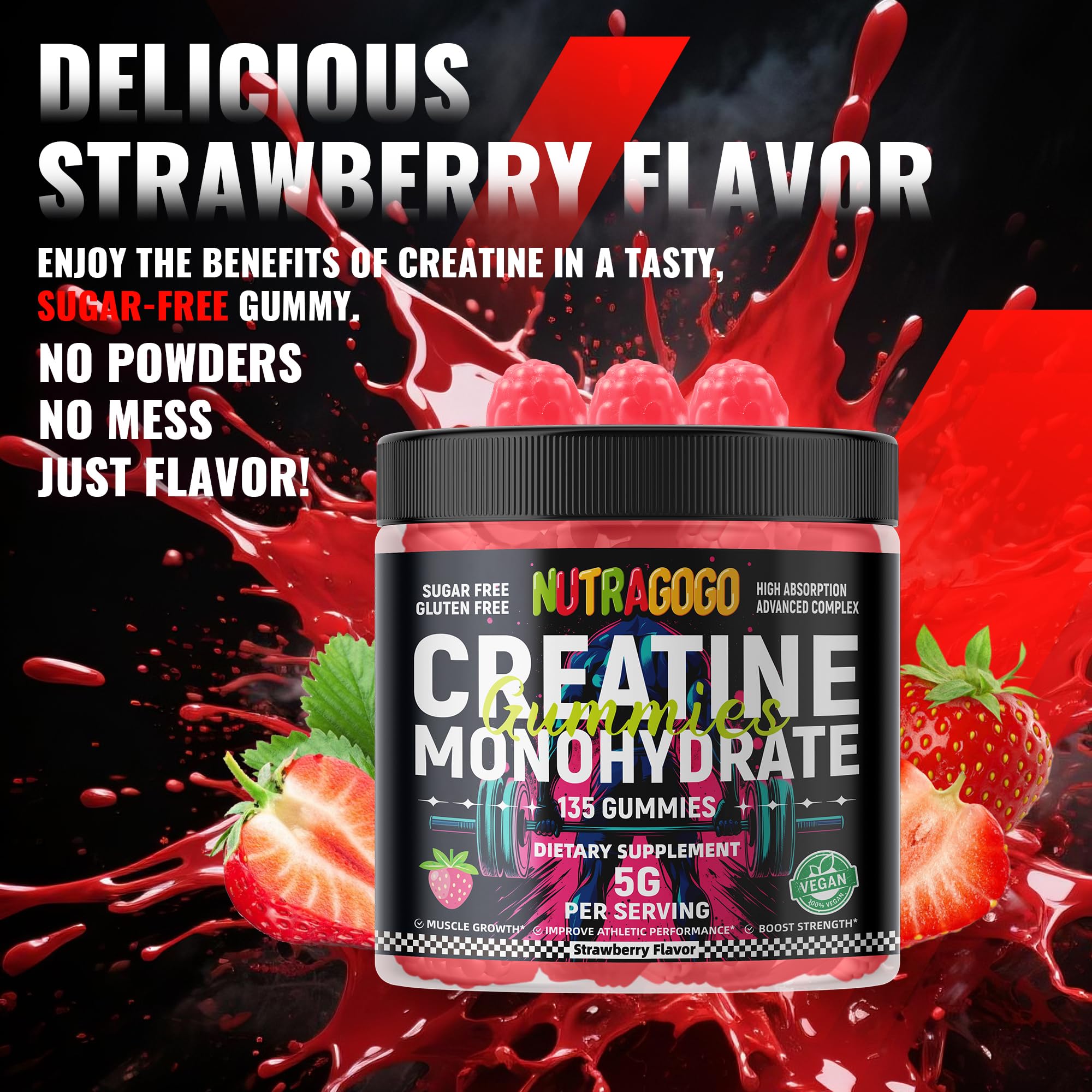 NUTRAGOGO Creatina Gominolas con textura densa para dosis cómoda.