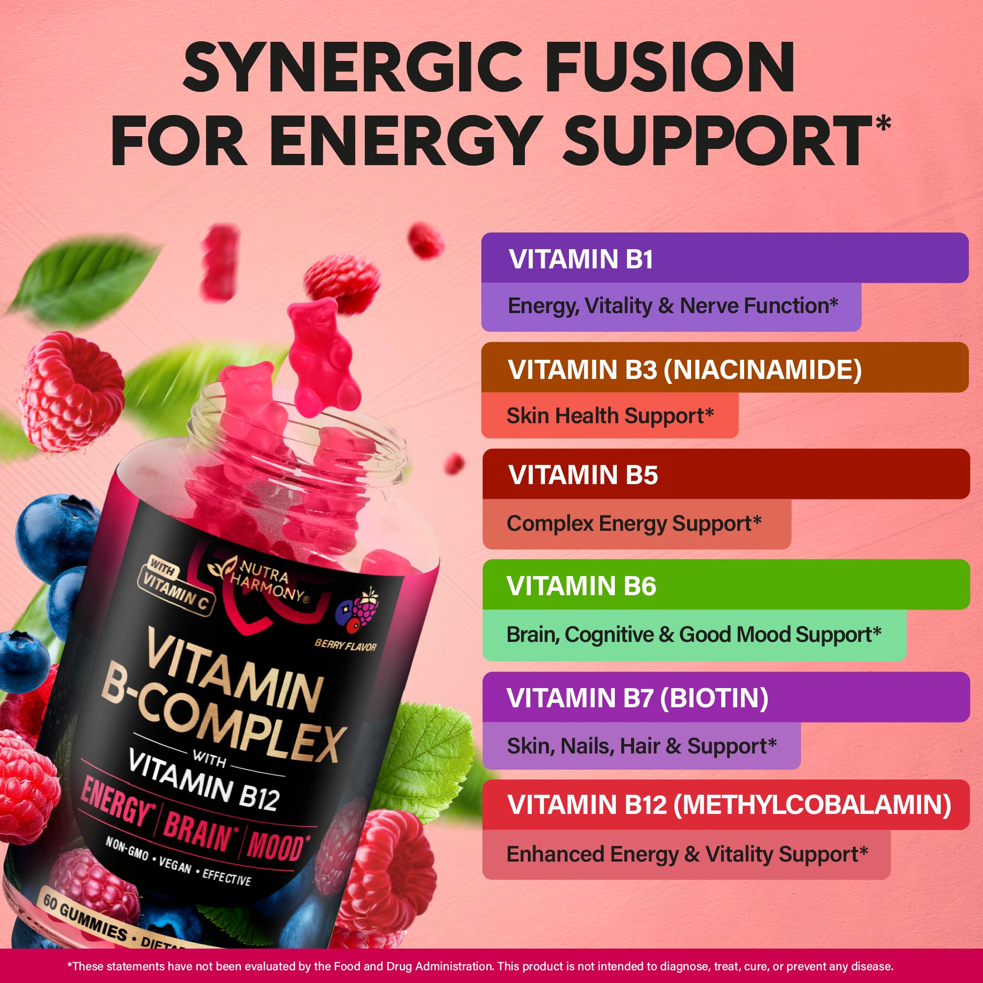 NUTRAHARMONY gomitas B7-B9-B12 para equilibrio emocional.