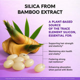 NutraHarmony Biotina, cápsulas suaves brindando brillo al cabello.