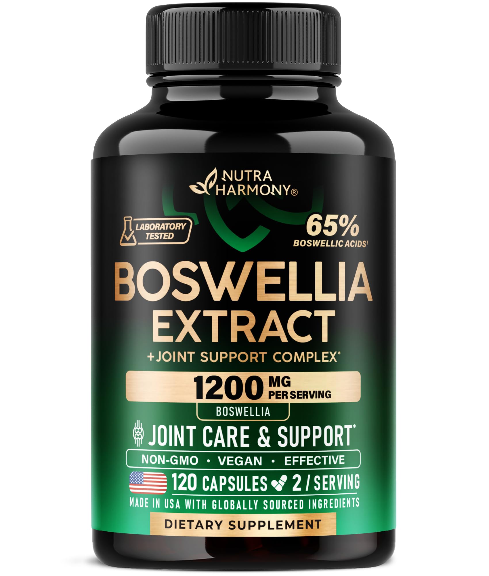 NUTRAHARMONY Boswellia 1200mg, botella, apoyo a la movilidad diaria.