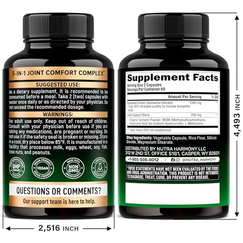 NUTRAHARMONY Boswellia con curcuma, cápsulas para movilidad diaria.