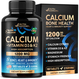 NutraHarmony Calcio 1200mg, botella frente, soporte para la salud ósea.