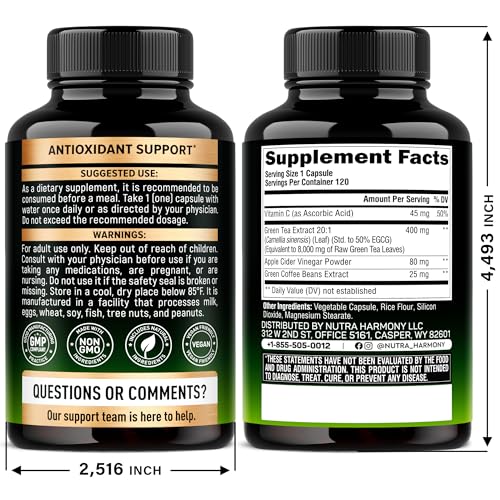 NUTRAHARMONY cápsulas de té verde veganas para vitalidad diaria