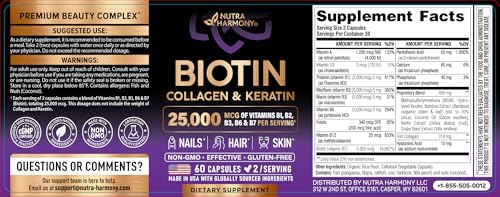 NutraHarmony Colágeno y Queratina, cápsulas, fortalecen uñas y piel.